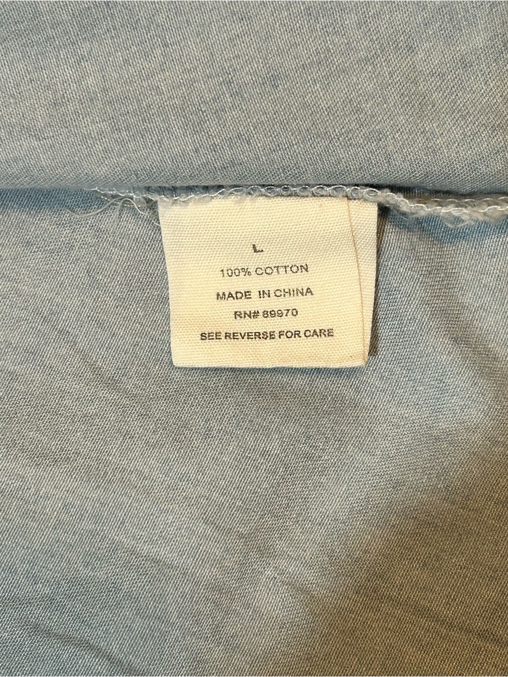 Love Notes Light Blue 100% cotton snap button Down Shirt - Picture 7 of 10